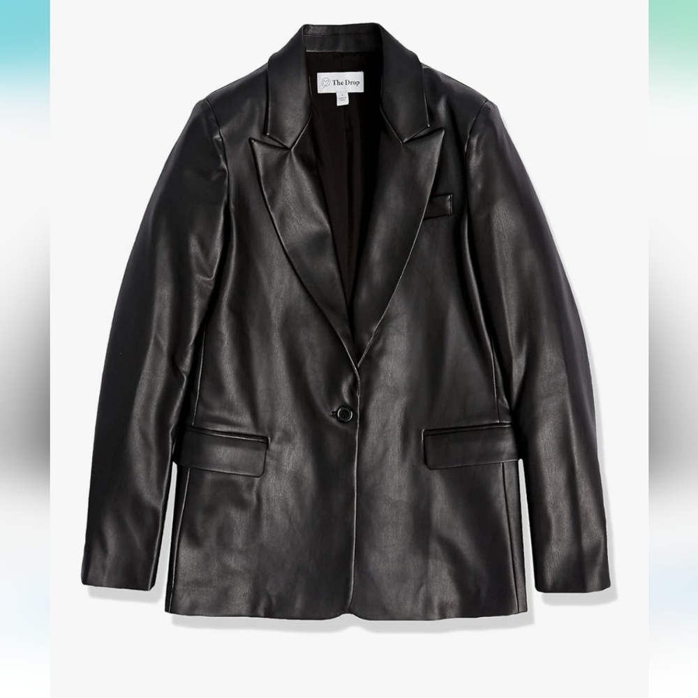 Women's Black Faux Leather Blazer From The Drop NWT Size Small
